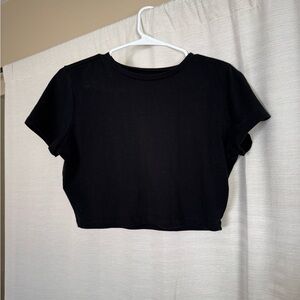 Wild Fable Black Short Sleeve Crop Top